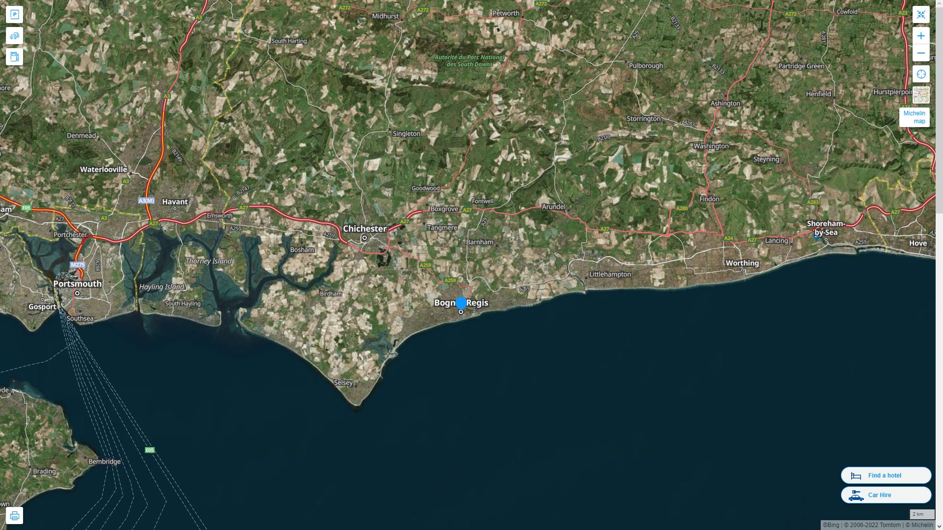 Bognor Regis Highway and Road Map with Satellite View